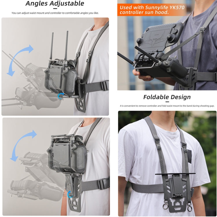 For DJI RC Plus Sunnylife Remote Control Waist Support Bracket Chest Strap  - Grey