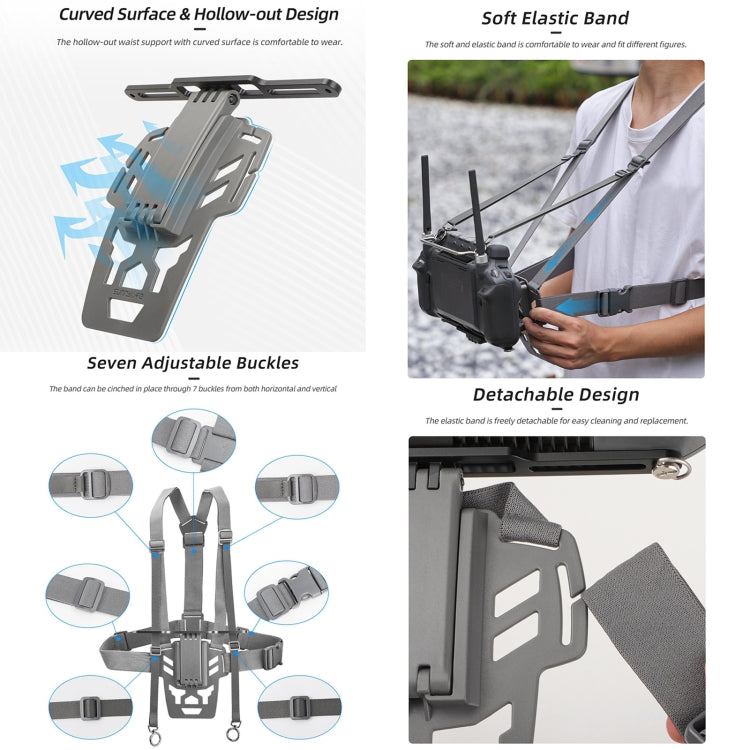 For DJI RC Plus Sunnylife Remote Control Waist Support Bracket Chest Strap  - Grey