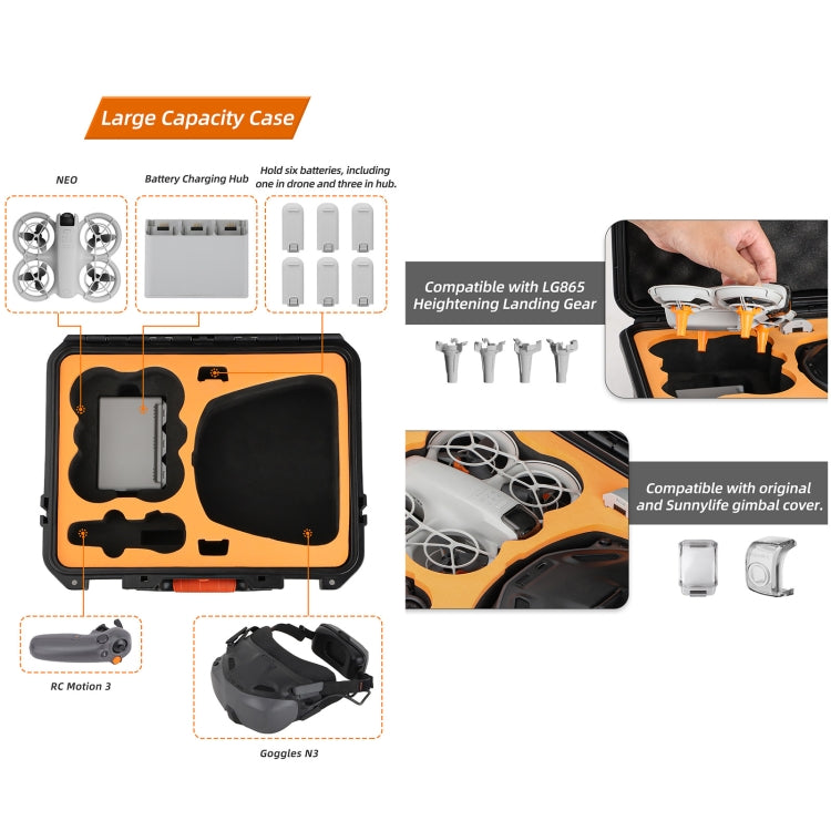 For DJI Neo Sunnylife Safety Carrying Case Large Capacity Waterproof Shock-proof Hard Travel Case  - Black