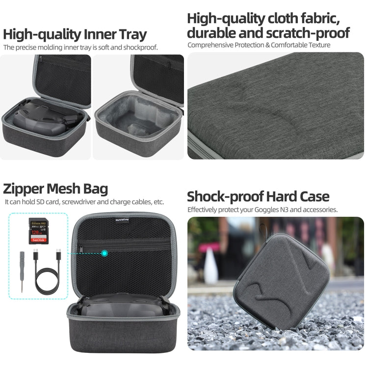 For DJI N3 Flying Glasses Sunnylife Handheld Storage Bag  - Black