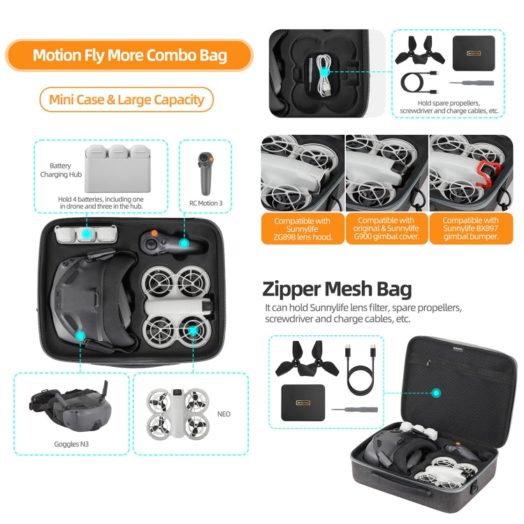 For DJI Neo Sunnylife Handheld Storage Bag  - Black
