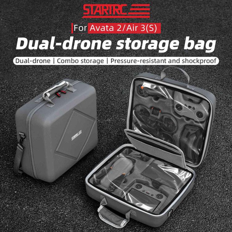 For DJI Air 3 / Air 3S / Avata 2 STARTRC Dual-Drone Shoulder Storage Bag PU Handbag  - Grey