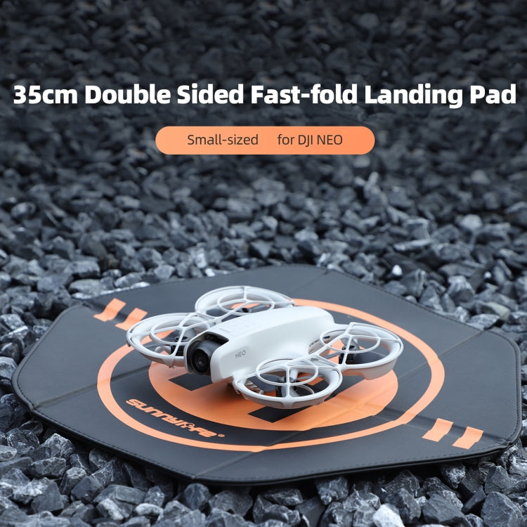 Sunnylife Drone Landing Pad 35cm Fast-Fold Double-Sided Leather Waterproof Helipad for DJI Neo / Avata 1 / 2 / Mini Series  - Yellow+Orange