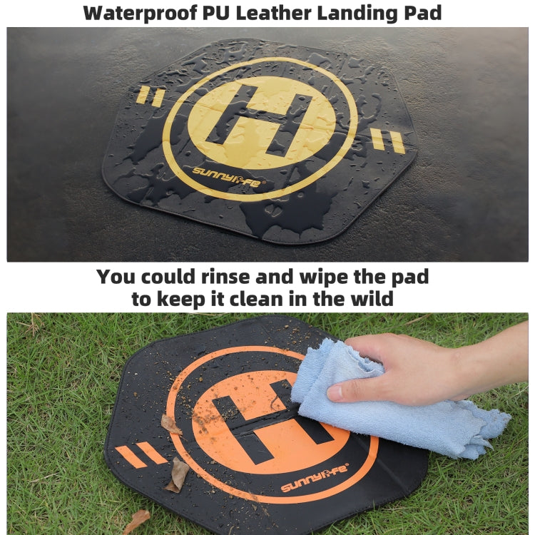 Sunnylife Drone Landing Pad 35cm Fast-Fold Double-Sided Leather Waterproof Helipad for DJI Neo / Avata 1 / 2 / Mini Series  - Yellow+Orange