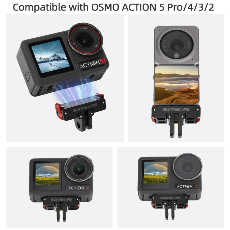 For DJI Osmo 360 / Action 5 Pro / 4 / 3 Sunnylife Foldable Magnetic Quick Release Mount Action Camera Selfie Stick Tripod Adapter Cam Stand  - Black