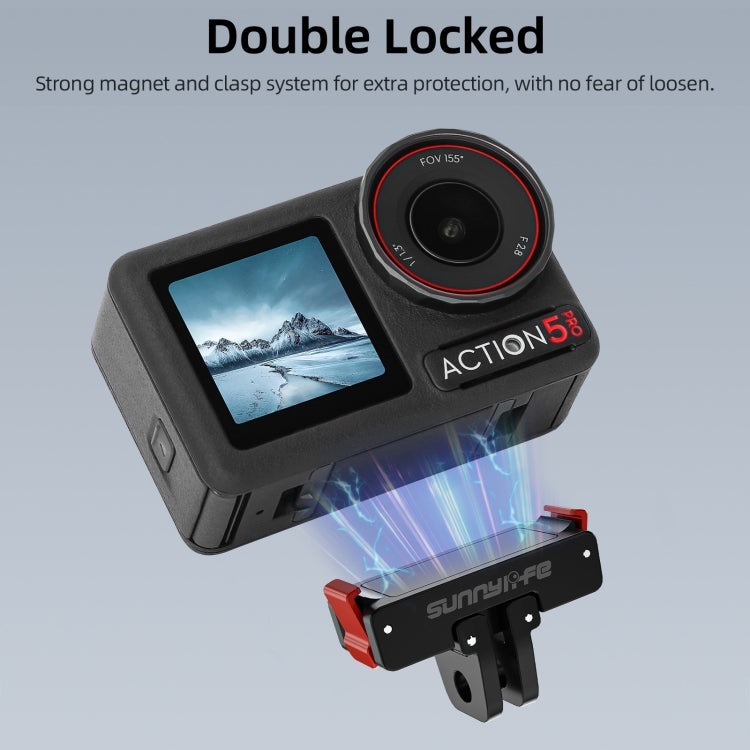For DJI Osmo 360 / Action 5 Pro / 4 / 3 Sunnylife Foldable Magnetic Quick Release Mount Action Camera Selfie Stick Tripod Adapter Cam Stand  - Black