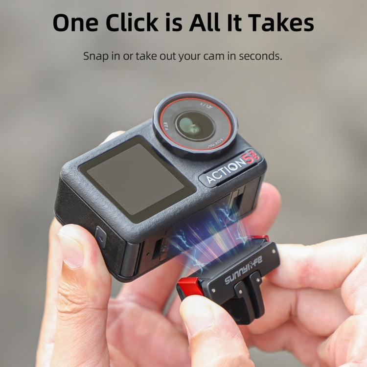 For DJI Osmo 360 / Action 5 Pro / 4 / 3 Sunnylife Foldable Magnetic Quick Release Mount Action Camera Selfie Stick Tripod Adapter Cam Stand  - Black
