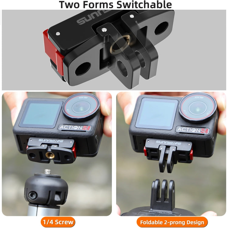 For DJI Osmo 360 / Action 5 Pro / 4 / 3 Sunnylife Foldable Magnetic Quick Release Mount Action Camera Selfie Stick Tripod Adapter Cam Stand  - Black