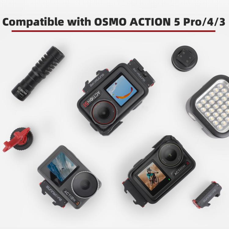 For DJI Osmo 360 / Action 5 Pro / 4 / 3 Sunnylife Magnetic Quick-Release Cold Shoe Adapter Action Camera Fill Light Microphone Adapter  - Black