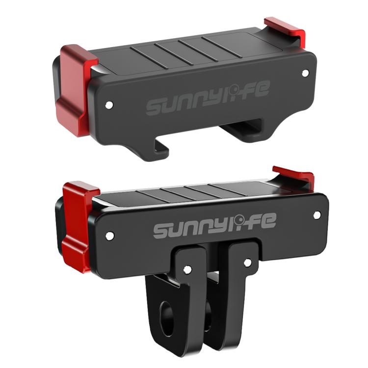For DJI Osmo Action 5 Pro / 4 / 3 Sunnylife Foldable Magnetic Quick Release Mount + Magnetic Cold Shoe Adapter  - Black