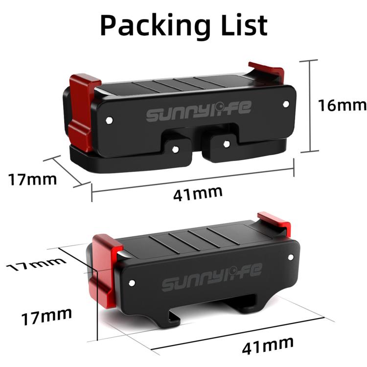 For DJI Osmo Action 5 Pro / 4 / 3 Sunnylife Foldable Magnetic Quick Release Mount + Magnetic Cold Shoe Adapter  - Black
