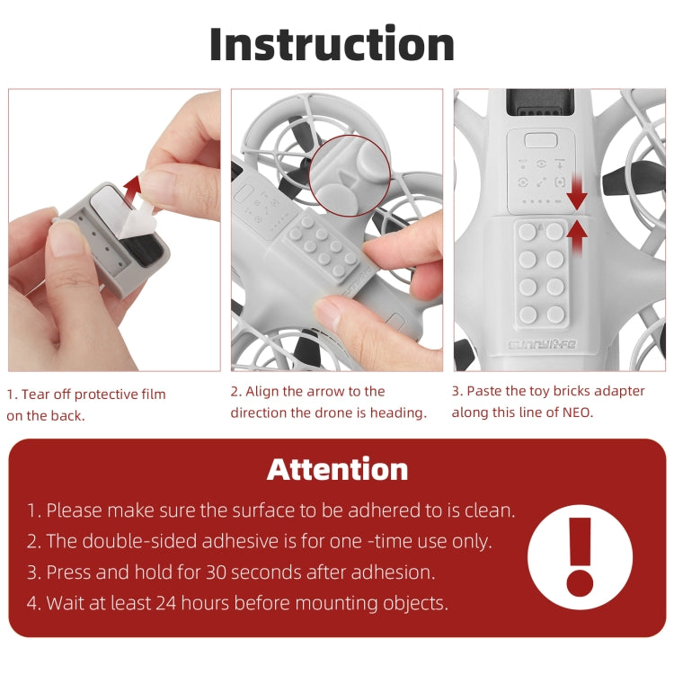 For DJI Neo Sunnylife Building Blocks Adapter Funny Building Bricks Toy Expansion Accessories  - Grey