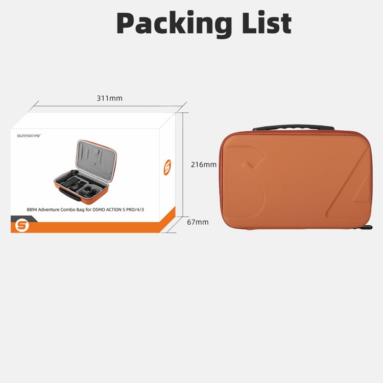 For DJI Osmo Action 5 Pro / 4 / 3 Sunnylife Portable Carrying Case Adventure Combo Bag