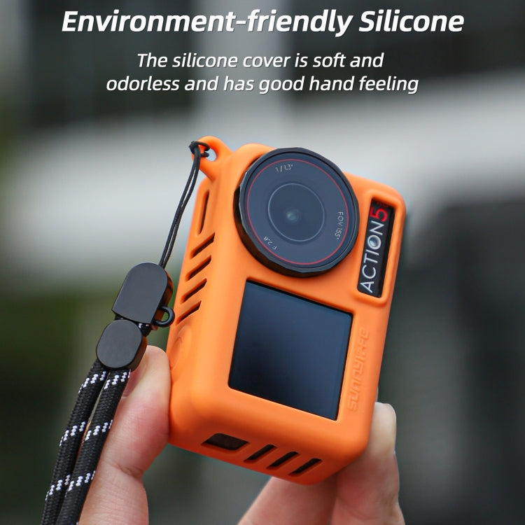 For DJI Osmo Action 5 Pro Sunnylife Silicone Protective Case Scratch-proof Camera Cover with Lanyard