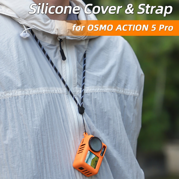 For DJI Osmo Action 5 Pro Sunnylife Silicone Protective Case Scratch-proof Camera Cover with Lanyard