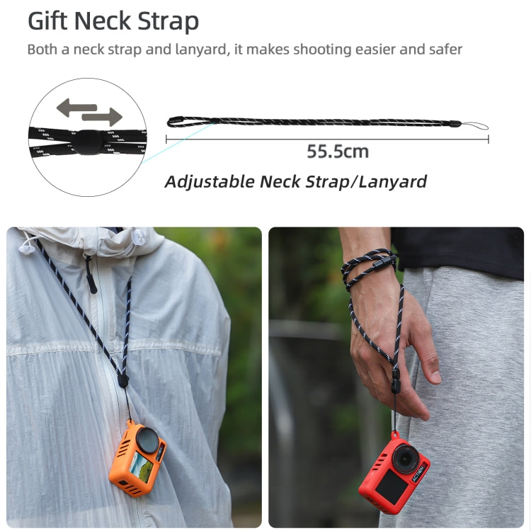 For DJI Osmo Action 5 Pro Sunnylife Silicone Protective Case Scratch-proof Camera Cover with Lanyard