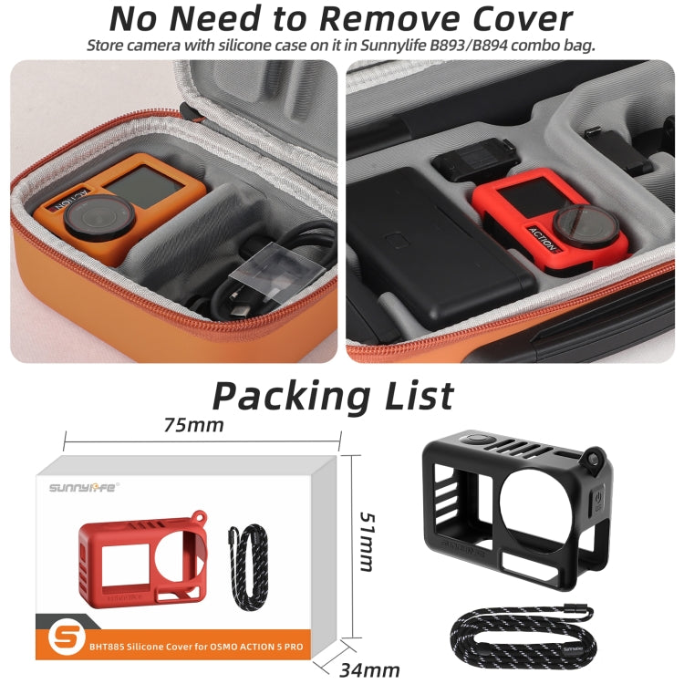 For DJI Osmo Action 5 Pro Sunnylife Silicone Protective Case Scratch-proof Camera Cover with Lanyard