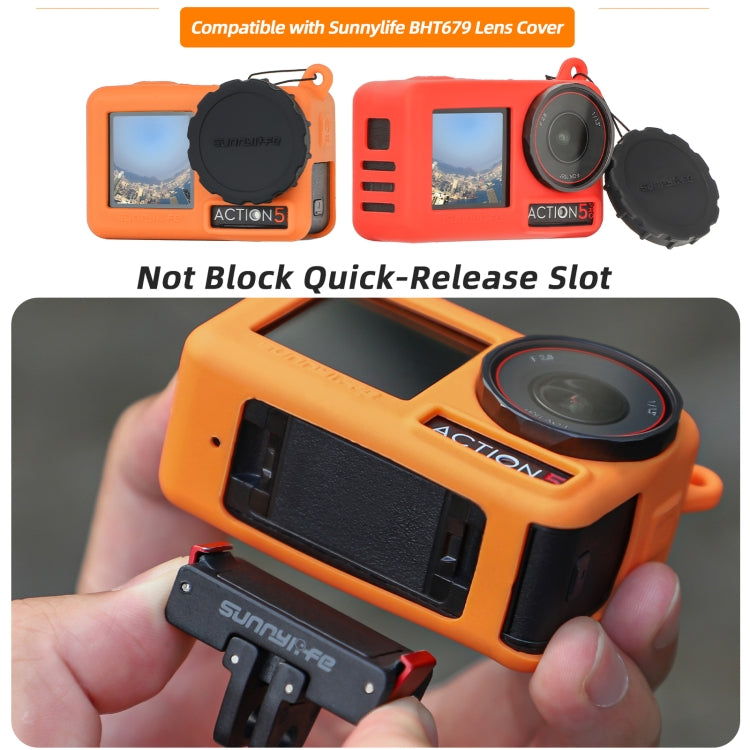 For DJI Osmo Action 5 Pro Sunnylife Silicone Protective Case Scratch-proof Camera Cover with Lanyard