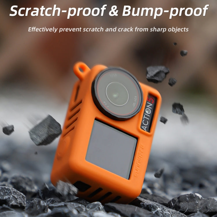 For DJI Osmo Action 5 Pro Sunnylife Silicone Protective Case Scratch-proof Camera Cover with Lanyard