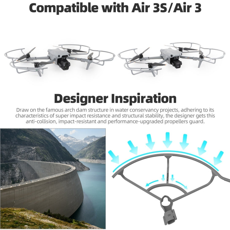 For DJI Air 3S / 3 Sunnylife Propellers Guard Protector Integrated Shielding Rings Quick Release Anti-Collision Props Safe Ring  - Grey