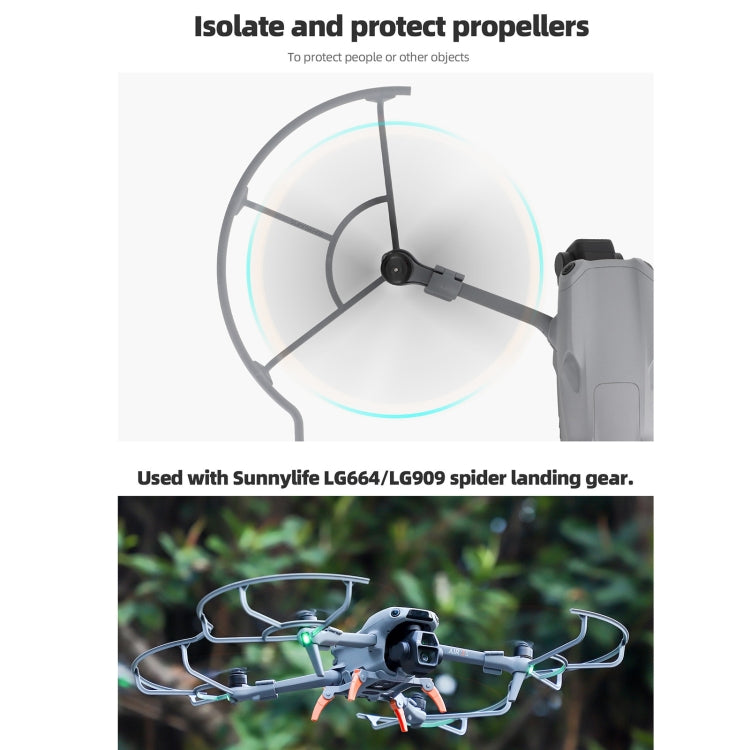 For DJI Air 3S / 3 Sunnylife Propellers Guard Protector Integrated Shielding Rings Quick Release Anti-Collision Props Safe Ring  - Grey
