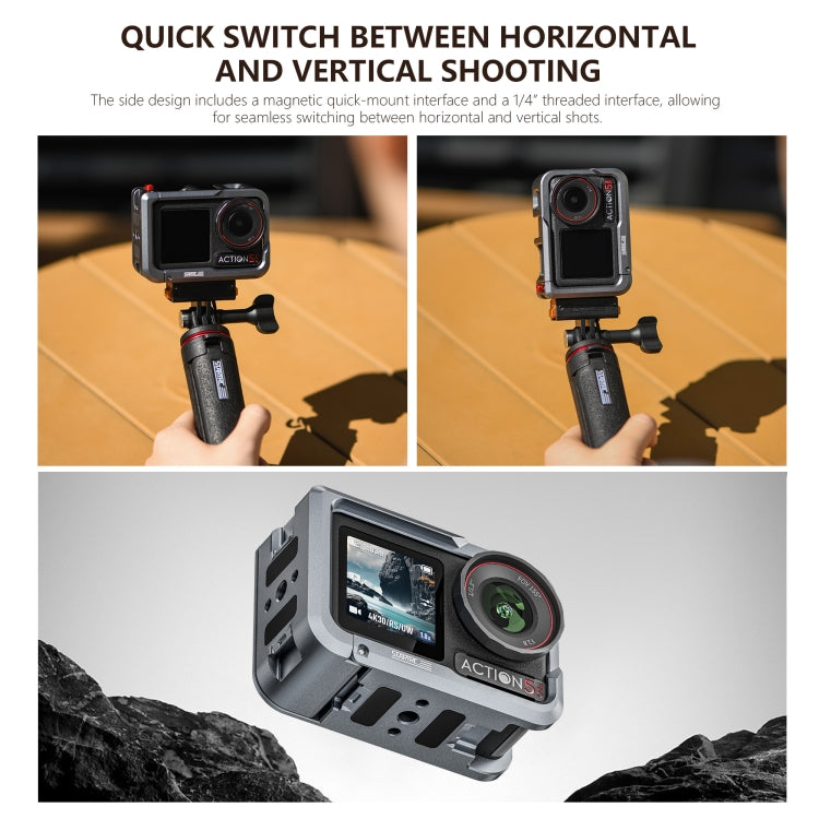 For DJI Osmo Action 5 Pro STARTRC Metal Cage Expansion Adapter Frame with Cold Shoe  - Grey