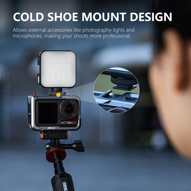 For DJI Osmo Action 5 Pro STARTRC Metal Cage Expansion Adapter Frame with Cold Shoe  - Grey