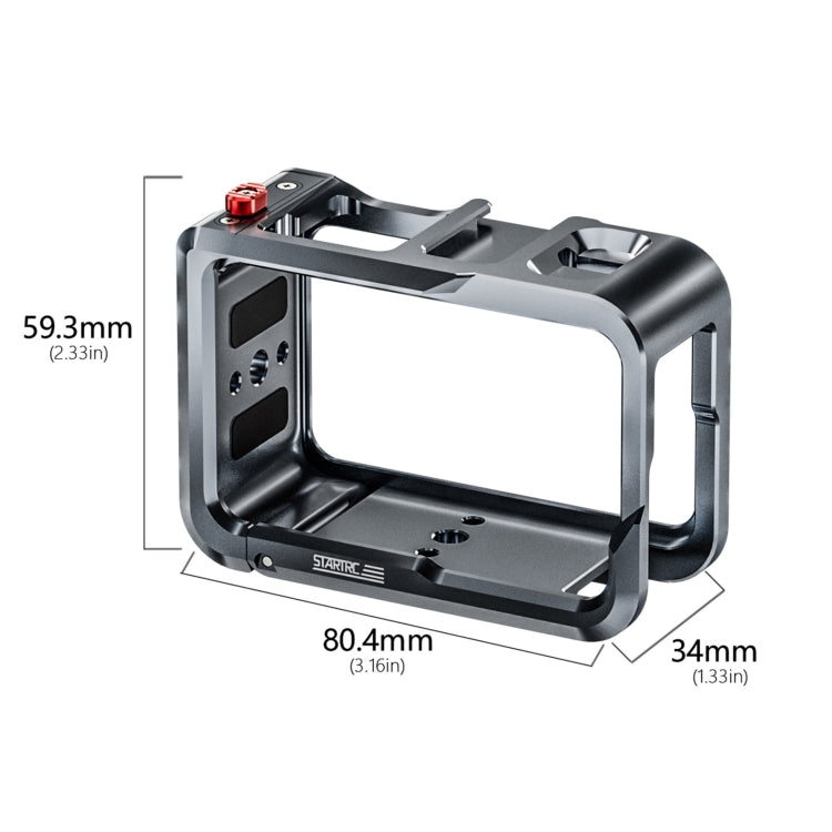 For DJI Osmo Action 5 Pro STARTRC Metal Cage Expansion Adapter Frame with Cold Shoe  - Grey