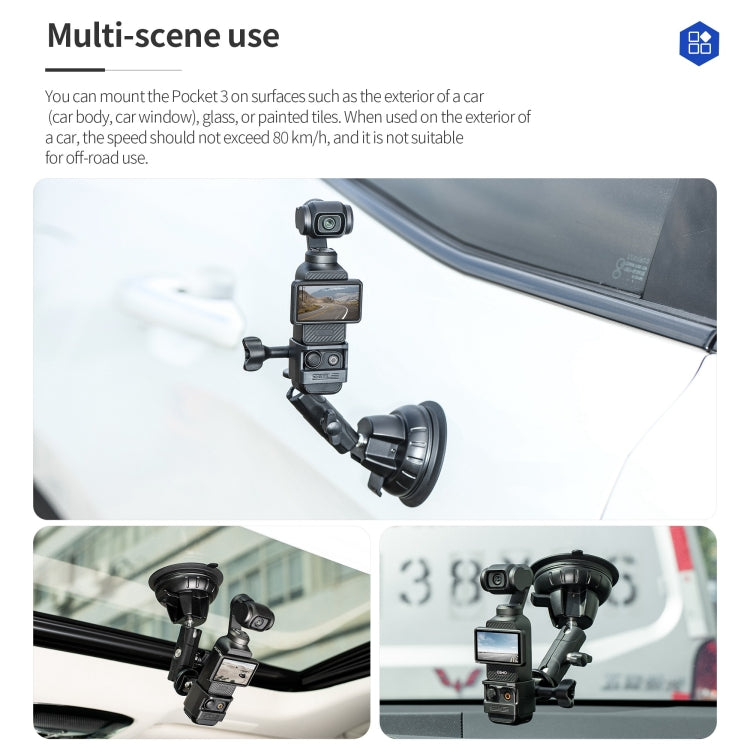 For DJI OSMO Pocket 3 STARTRC Suction Cup Holder Expansion Adapter Bracket  - Black