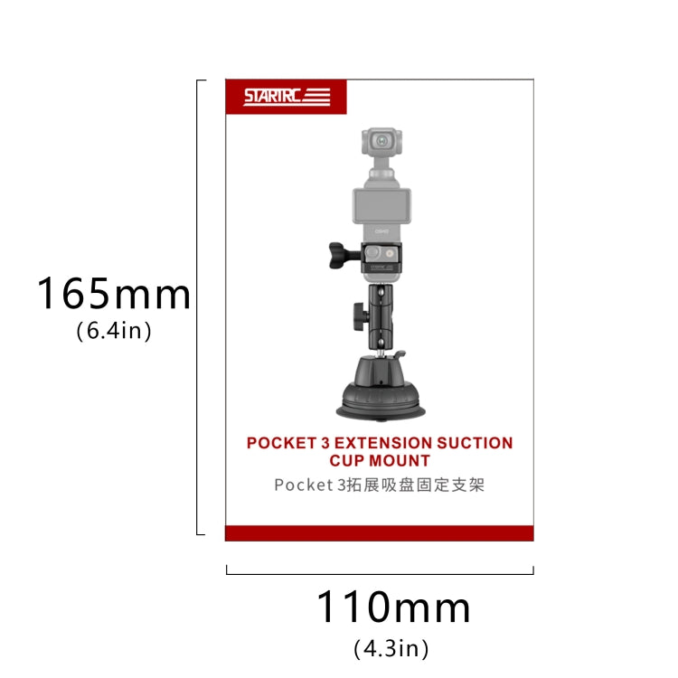 For DJI OSMO Pocket 3 STARTRC Suction Cup Holder Expansion Adapter Bracket  - Black