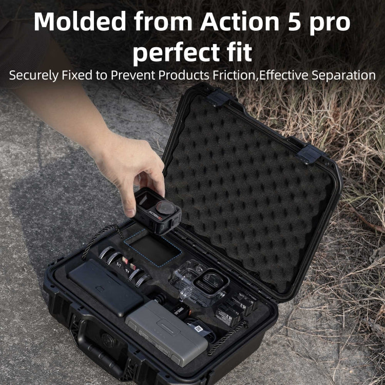 For DJI Osmo Action 5 Pro STARTRC Waterproof EVA ABS Dual-layer Suitcase Storage Box  - Black
