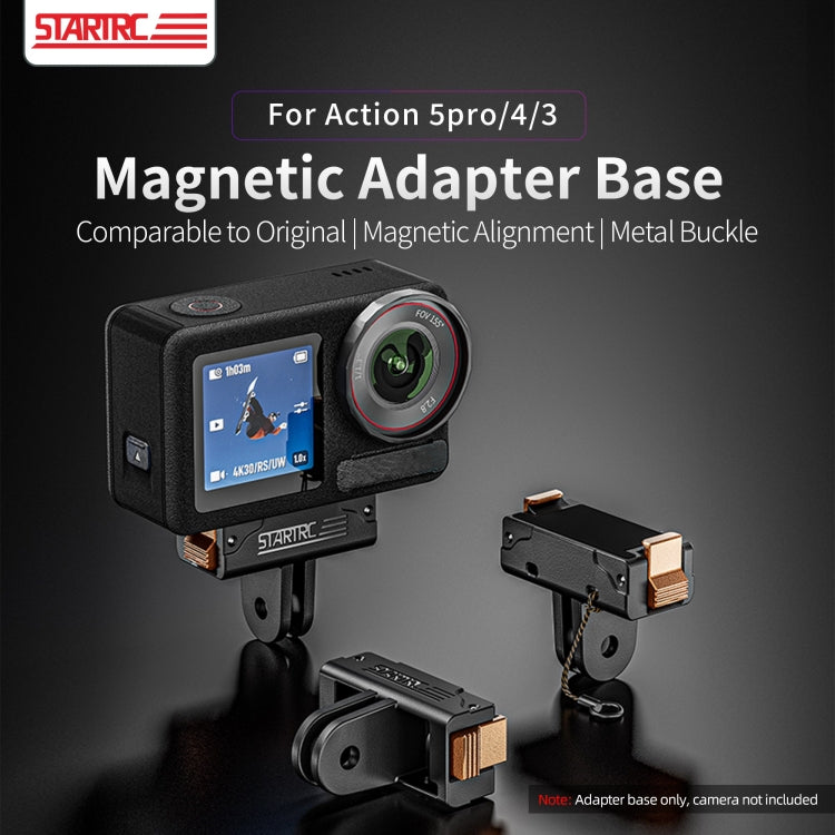 For DJI Osmo Action 5 Pro / 4 / 3 STARTRC Plastic Quick Adapter Magnetic Extension Bracket  - Black