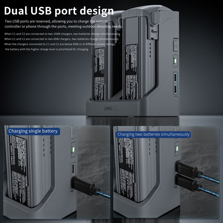 For DJI Air 3S / 3 Two-way Charging Butler Battery Charger  - Grey