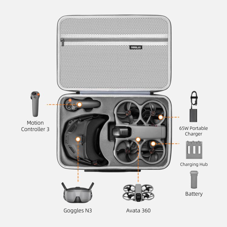 For DJI Avata 360 STARTRC Hand-portable Shoulder PU Storage Bag Motion-Sensing Fly Kit Handbag  - Grey
