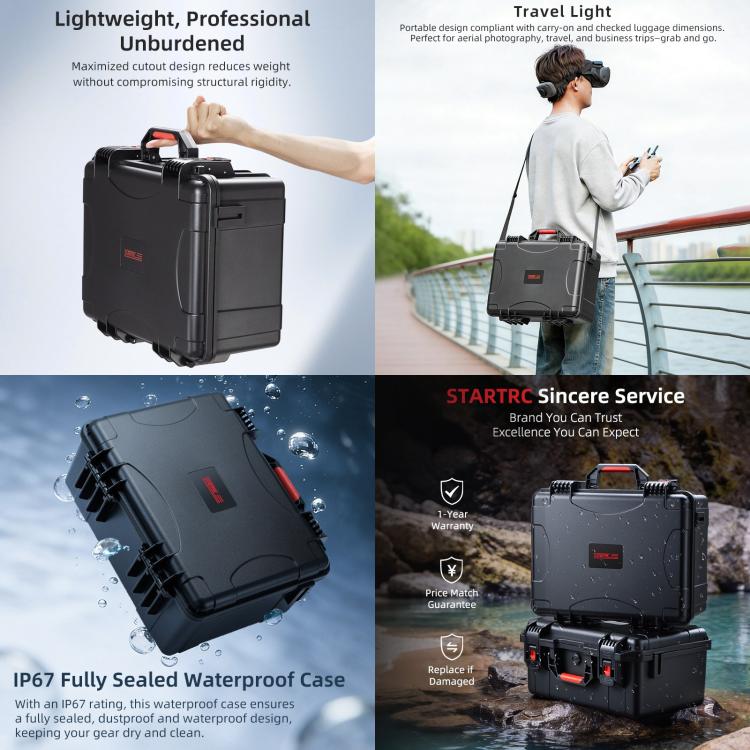 For DJI Avata 360 STARTRC Portable Waterproof Suitcase Motion-Sensing Fly Kit Storage Box  - Black