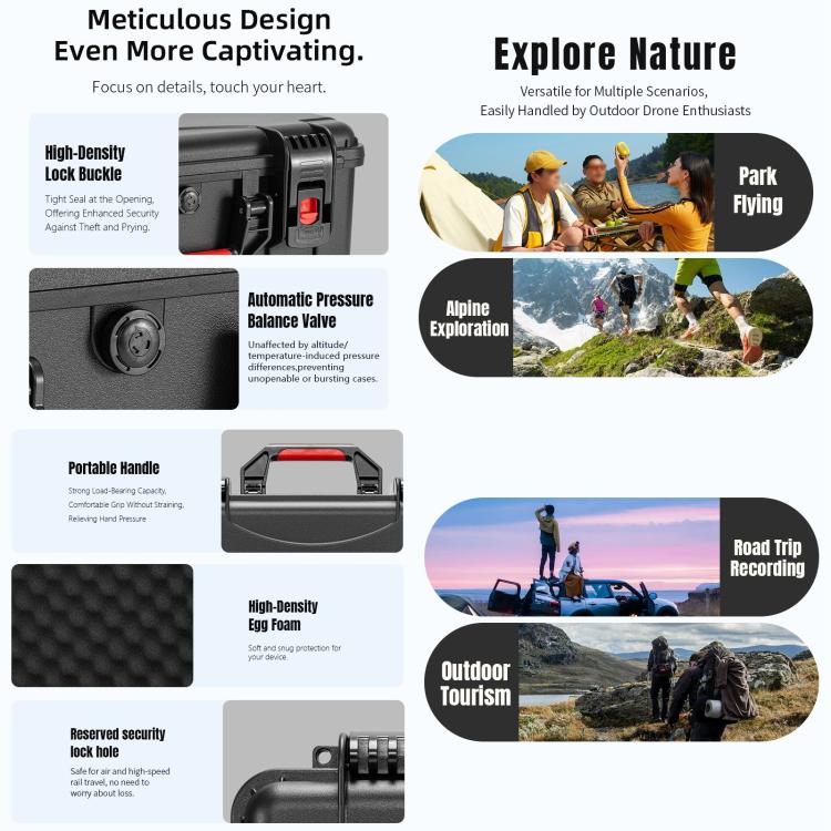 For DJI Avata 360 STARTRC Portable Waterproof Suitcase Motion-Sensing Fly Kit Storage Box  - Black