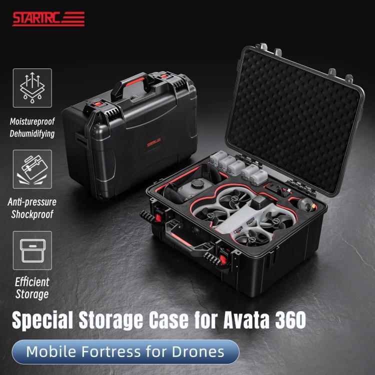 For DJI Avata 360 STARTRC Portable Waterproof Suitcase Motion-Sensing Fly Kit Storage Box  - Black