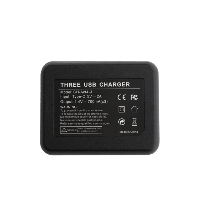 For DJI Osmo Action 4 / 3 Tri-Slot Batteries Charger  - Black