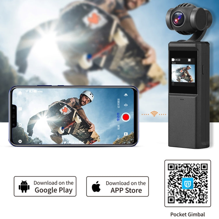 P6A 1080P Pocket Gimbal Camera Mini PTZ Vlog Camera(Black)