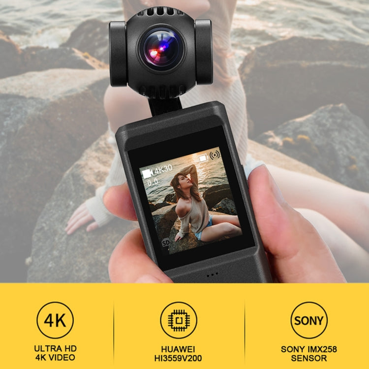 P6A 1080P Pocket Gimbal Camera Mini PTZ Vlog Camera(Black)