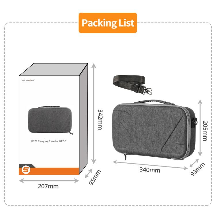 For DJI Neo 2 Sunnylife Portable Carrying Case Combo Shoulder Bag Protective Bag Hard Travel Case  - Grey