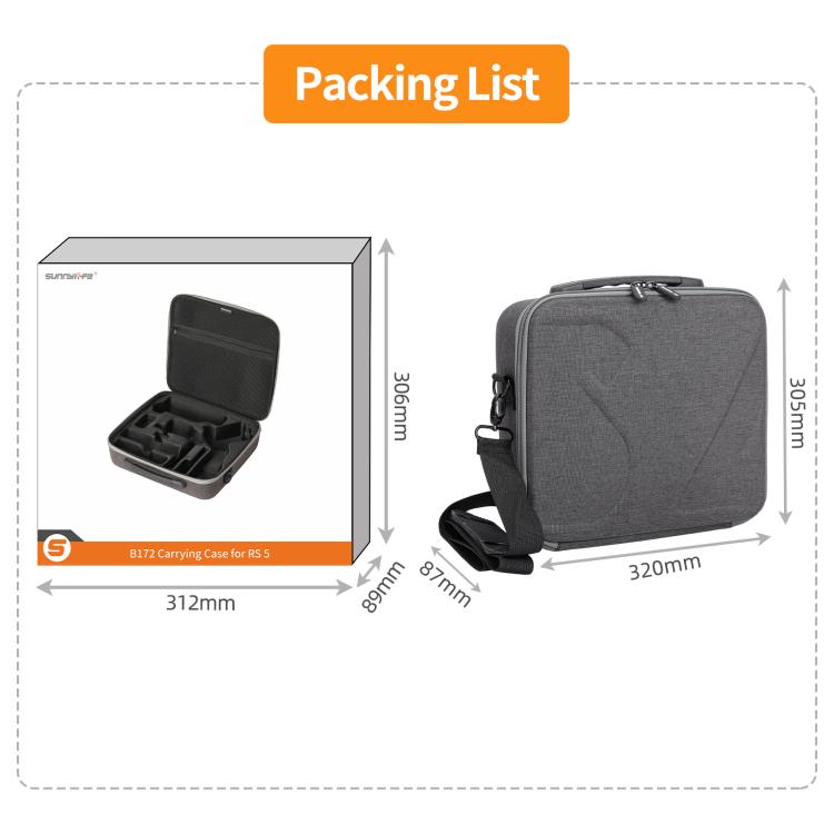 For DJI RS 5 Sunnylife Multifunctional Carrying Case Handbag Shoulder Bags Crossbody Storage Bag  - Dark Gray