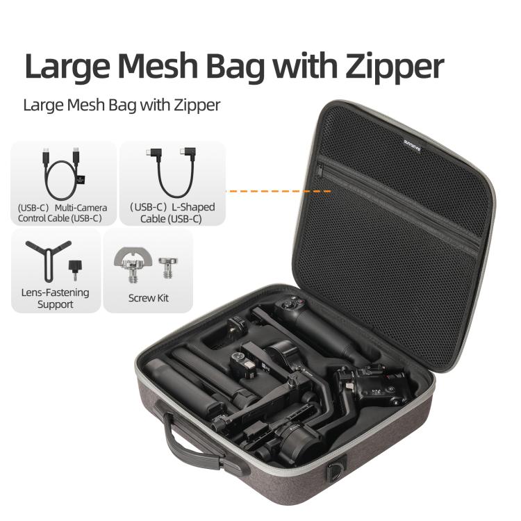 For DJI RS 5 Sunnylife Multifunctional Carrying Case Handbag Shoulder Bags Crossbody Storage Bag  - Dark Gray