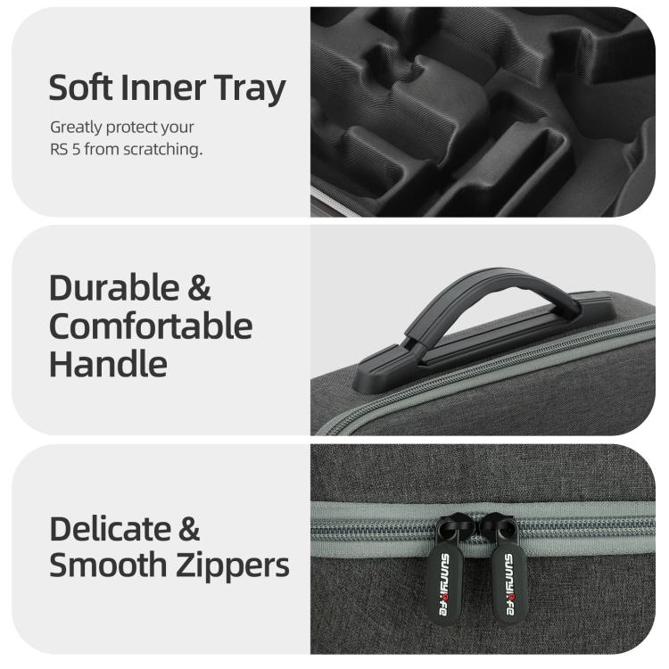 For DJI RS 5 Sunnylife Multifunctional Carrying Case Handbag Shoulder Bags Crossbody Storage Bag  - Dark Gray