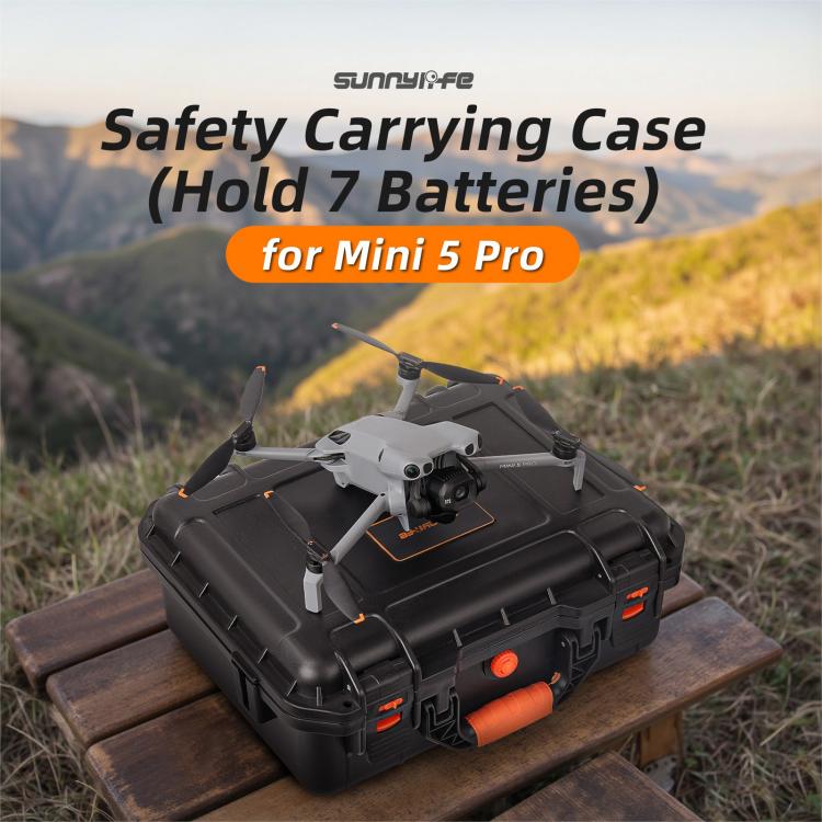 For DJI Mini 5 Pro Sunnylife Safety Hard Travel Bag Large Capacity Waterproof Shock-proof Box  - Black