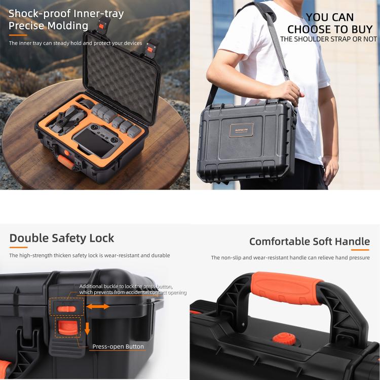 For DJI Mini 5 Pro Sunnylife Safety Hard Travel Bag Large Capacity Waterproof Shock-proof Box  - Black