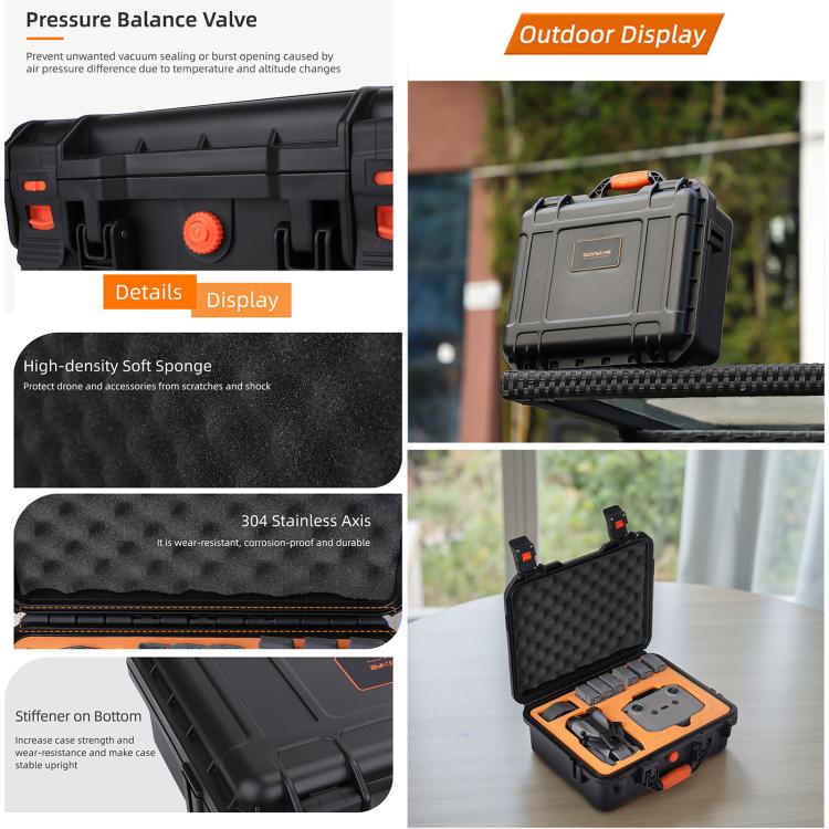 For DJI Mini 5 Pro Sunnylife Safety Hard Travel Bag Large Capacity Waterproof Shock-proof Box  - Black