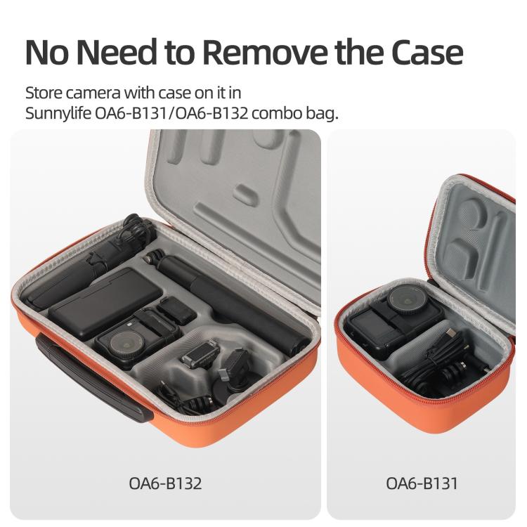 For DJI Osmo Action 6 Sunnylife Protective Case Frame Mount AdapterHousing Case with Detachable Sun Hood  - Black