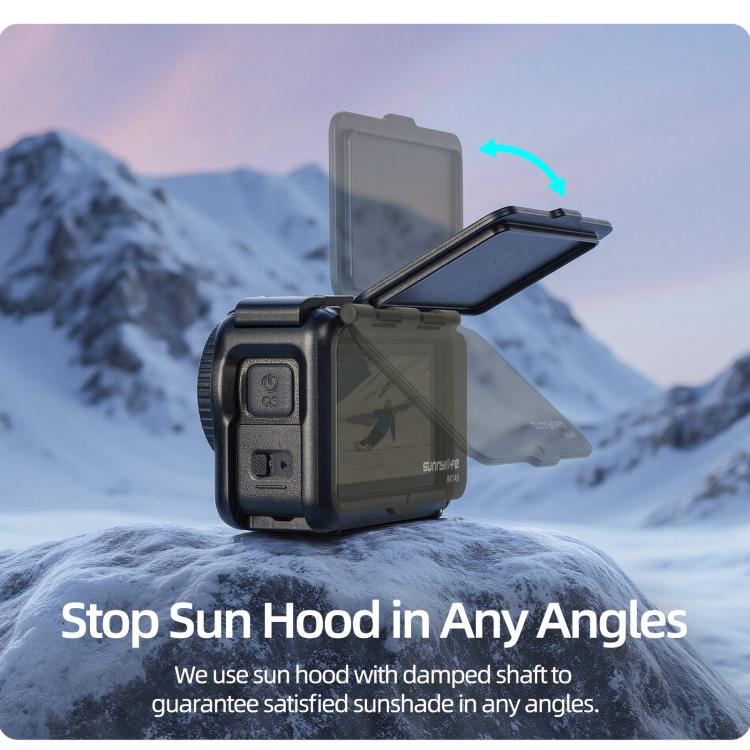 For DJI Osmo Action 6 Sunnylife Protective Case Frame Mount AdapterHousing Case with Detachable Sun Hood  - Black