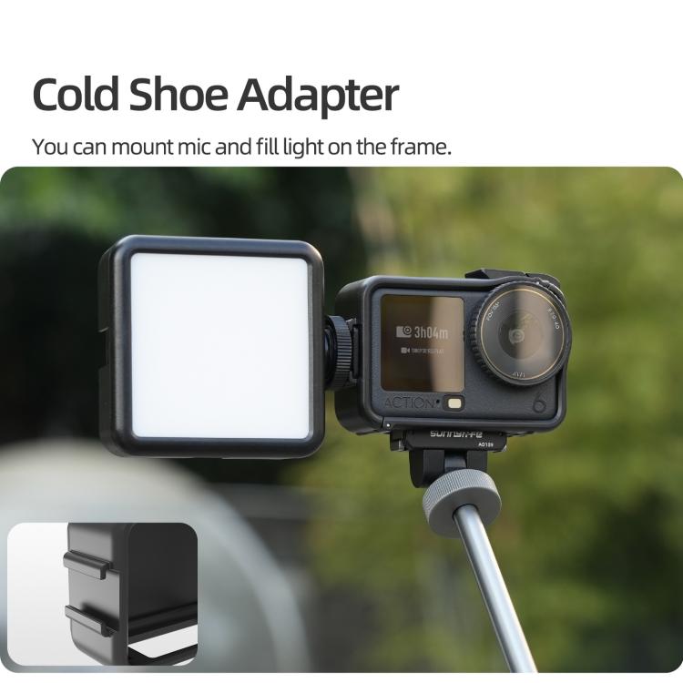 For DJI Osmo Action 6 Sunnylife Protective Case Frame Mount AdapterHousing Case with Detachable Sun Hood  - Black